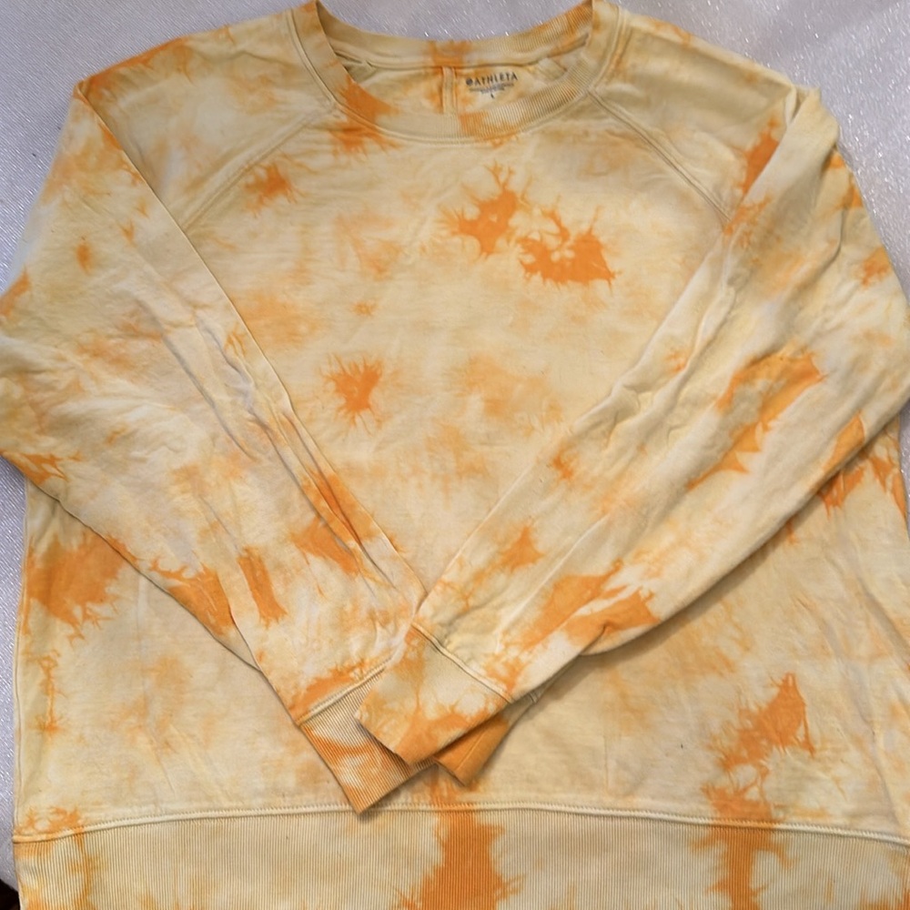 athleta L yellow tie dye sweatshirt (T)